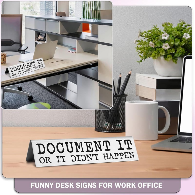 EFFJNSG Funny Desk Signs for Office Novelty Nameplate Gag Gifts for HR Coworker, Funny Office Decor Desk Plaque for Human Resources Colleagues, Document It or It Didn't Happen Nameplates EDA04 - Image 3